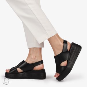 Sandale DAMA SPORT DIN PIELE NATURALA CU INCHIDERE SCAI CRL1410 NEGRU