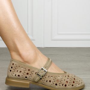 Balerini dama din piele naturala Intoarsa cu barete SI DESIGN UNIC CRL1629 VERDE