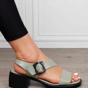 SANDALE Dama Piele Naturala cu toc patrat gros CRL1601 BARILLA