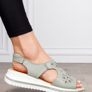 Sandale dama din Piele Naturala cu talpa Inalta CRL0195 BARILA