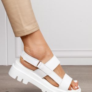 Sandale damă din piele naturală model casual chic CRL1654 ALB