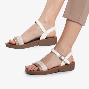 Sandale din Piele Ecologica CRL0160 Alb