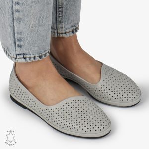 BALERINI dama din Piele naturala PERFORATA SLIP-ON CRL1358 GRI