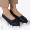 Balerini dama din Piele Naturala cu talpa groasa CRL0172 BLEUMARIN