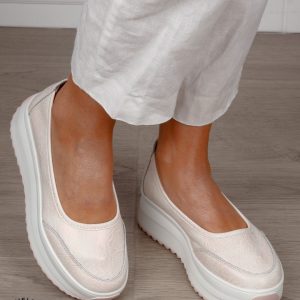Balerini dama din Piele Naturala slip-on CRL1544 Roz