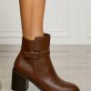 Botine DAMA din PIELE NATURALA CU TOC GROS CRL1494 cafeniu