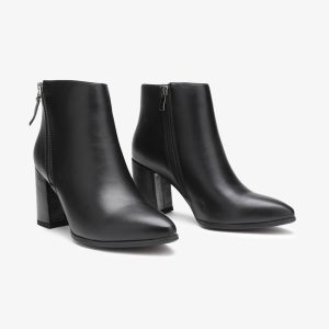 Botine dama din Piele Ecologica Elegante CRL0654 NEGRU