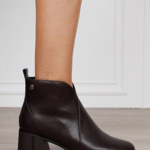 Botine damă din piele naturală cu design clasic CRL1839 CAFENU