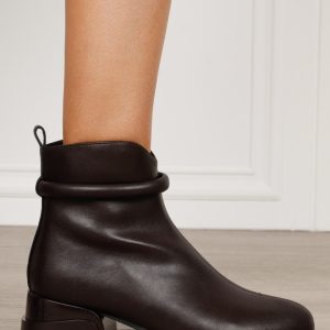 Botine damă din piele naturală cu detaliu decorativ la gleznă CRL1826 CAFENIU