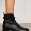 Botine damă din piele naturală cu detaliu decorativ la gleznă CRL1826 NEGRU