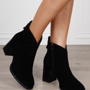 Cizme DAMA din PIELE NATURALA CU Talpa joasa CRL1498 Negru Suede