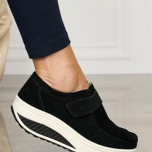 Mocasini dama din Piele Naturala CRL0063 NEGRU SUEDE
