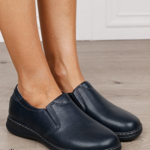 Mocasini dama din piele naturala cu talpa plata CRL0014 NAVY